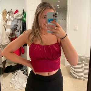 Red satin top